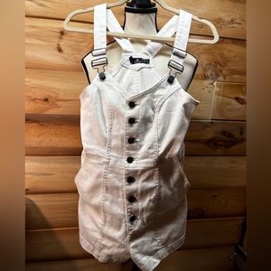 Volcom White Fitted Denim Overall Shorts - Women’s Size Small